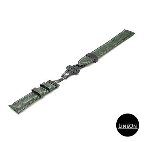 Image of Lineon 22mm Half Padded Premium Leather Mens Watch Strap with ButterFly Lock For Branded Watches Tool and Pins Include
