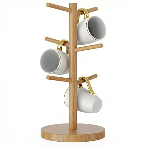 Wisuce Bamboo Coffee Mug Holder Tree, Thicker Base Coffee Cup