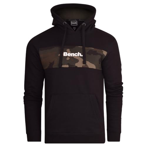 Bench Original Mens Designer Classic Full Zip Thru Hoodie Hooded Sweatshirt Jacket Jumper Dark Black S