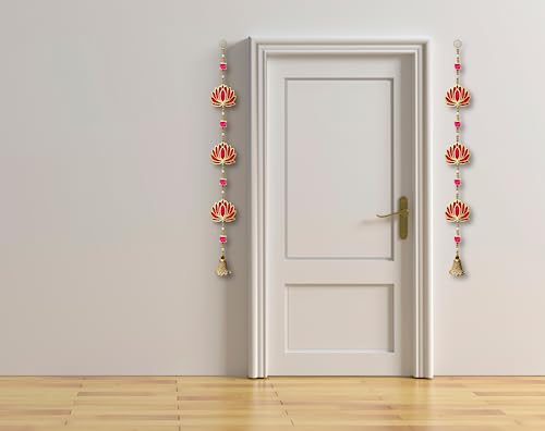 Image of True Decor Lotus for Decoration Puja Room Decoration Items for Home Diwali Door Hanging || Height 30 Inch || Pack of 2