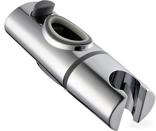 Soporte para barra de ducha cromado de ABS, especial para barras deslizantes ovaladas (32 x 17 mm y 35 x 20 mm), altura ajustable, inoxidable, apto para cabezales de ducha estándar (35 x 20 mm)