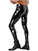 Fldy Men Black Latex Pants Sexy Open Butt Crotchless Wetlook Leather Leggings Pole Dance Trousers Black A Large