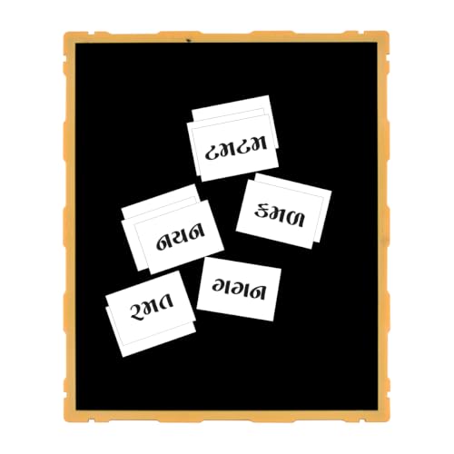 Image of Tokyodo Kids Double Sided Slate Board | Reusable Chalk Writing Pad & Educational Learning Toy for Drawing, Writing & Alphabet Practice with Word Learning Cards (20X25 CM, Yellow, with Gujarati Words)