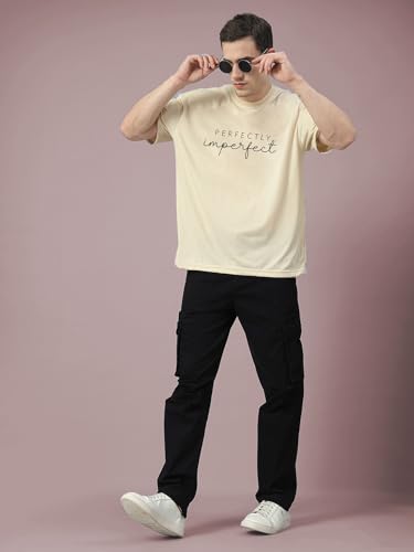 Image of CHKOKKO Mens Stylish Oversized T Shirt for Daily and Casual Wear Printed Design with Drop Shoulder and Half Sleeves