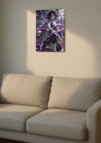 Image of NIJUKA Anime Printed A4 Size Metal sheet Poster For Home And Room Decoration | For Anime Art Fans Boys And Girls (Fan look Obanai Iguro)