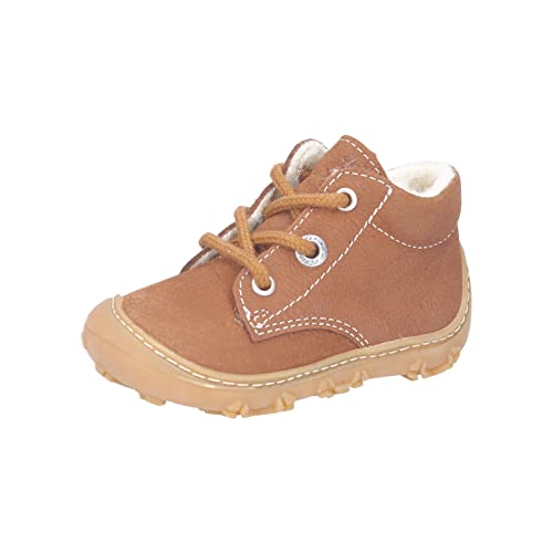 RICOSTA Baby Jungen Lauflernschuhe Colin,Kinder Boots,WMS:Weit,terracare,Barfuß-Schuh,schnürschuhe,schnürer,Lammwolle,Curry (260),22 EU