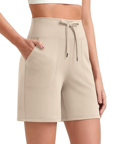 G4Free Sporthose Damen Kurz 6" Kordelzug High Waist Sommer Casual Shorts