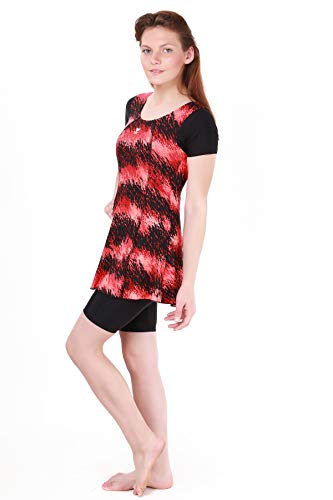 Image of TYR Polyester Perseus Women Frocksuit with Sleeves and Knee, S /32 (Red -Black)