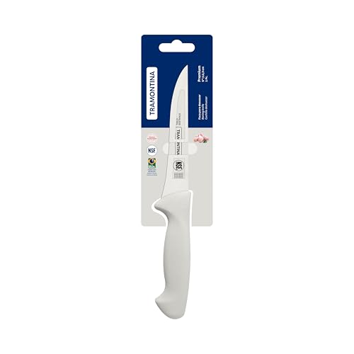 Image of TRAMONTINA Premium 5-Inch Boning Knife - Stainless Steel Blade & White Polypropylene Handle - Rigid, Heat-Treated Edge for Deboning Meat, Dishwasher Safe