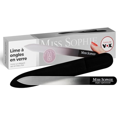 Miss Sophie lime à ongles en verre I Lime à ongles I Surface abrasive microfine I Lime en verre pour ongles & stickers I Protection grâce à une pochette en tissu I Qualité premium