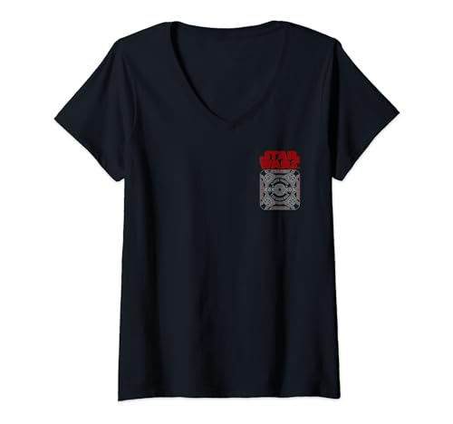 T-shirt Star Wars Dark Vador pour femme col en V avec poche au motif carreaux sombres