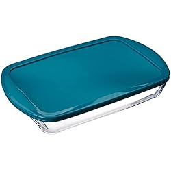 Cacerola Pyrex Con Tapa Pyrex FTE RECT PX Verde con Tapa 40X27CM 4,5L Fuente para Horno, Vidrio borosilicato, Multicolor