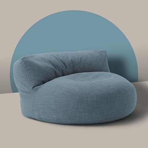 Lumaland Sitzsack Lounge | Sofa-Sitzsack 90 x 50 cm mit Rückenlehne | Flexibler Indoor Beanbag | Ergonomisch & Robust | Mit anpassungsfähiger EPS-Füllung | Waschbarer Bezug [Aqua]