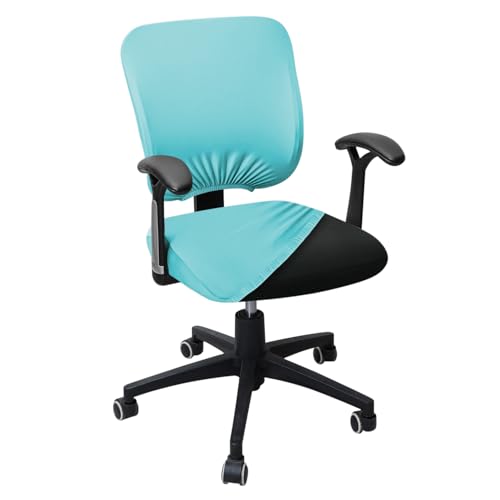 Image of HOKIPO 'SereneSolids' 140 GSM Office Chair Cover for Task Chair - 140 GSM Stretchable Fabric - Washable & Anti-Slip - Fits Small Office Chairs Without Headrest, Sky Blue (AR-5224-SBLU)