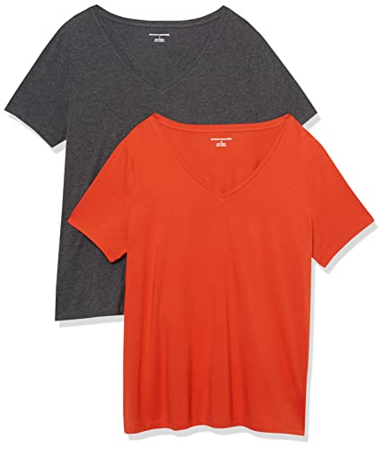 Image of Amazon Essentials Women's Plus Size Short-Sleeve V-Neck T-Shirt