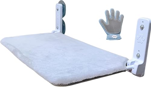 [pronala]猫 窓用ハンモック 強力吸盤式猫ハンモック 猫の毛取り手袋 耐荷重20kg 折りたたみ収納 通気3Dメッシュ 窓際日光浴専用 四季対応 洗えるカバー 設置1分 猫窓ベッド 窓枠固定 キャット用品