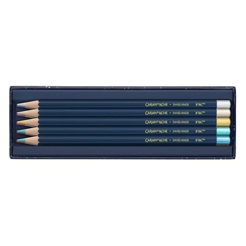 Crayons de couleur Caran d'Ache Cosmic Blue coffret cadeau créatif x10