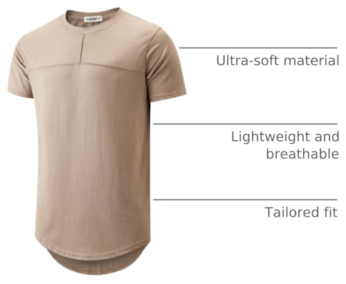 Image of YININF Men's T-Shirts Hipster Short Sleeve Solid Color Crew Neck Cotton Soft Fitted Tees