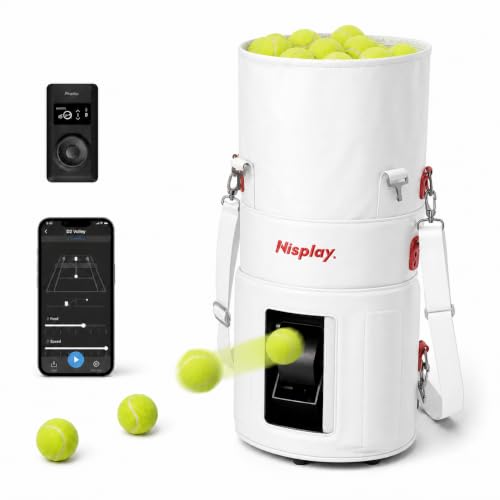 Nisplay L1 Tennis Ball Machine, App & Remote, 13.2 lb Portable, White