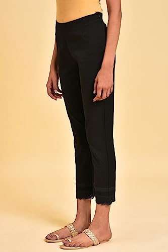 Image of W for Woman W Cotton Blend Strechable Slim Pants for Women | Cotton Blend Slim Pants for Women | Trousers for Women