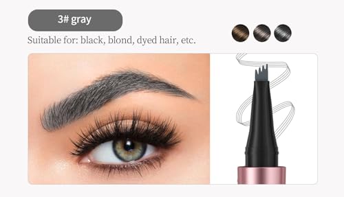 Magic Liquid Eyebrow Pencil - New 4 Tip Microblade Brow Pen, Natural Long-Lasting Hair-Like Defined Contouring Brows (# 03) - Image 3
