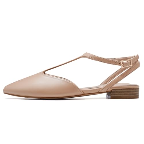 MaxMuxun Women's Ballet Flats Shoes Pointed Toe Ballerina Flats Comfortable T Strap Dress Shoes for Casual Wedding Office Party Business4