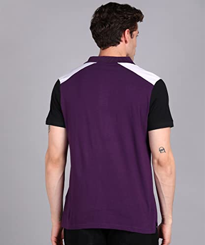 Image of Urbano Fashion Men's Colour-Block Slim Fit Half Sleeve Cotton Polo T-Shirt