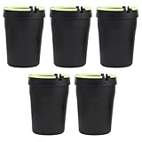 5PCS Outdoor Butt Bucket Car Ashtray with Lid for Cup Holder - Glow in The Dark Smokeless Self-Extinguishing Cigarette Ashtray - Smellproof Portable Ash Holder Trash Can for Truck Home Office (Black)