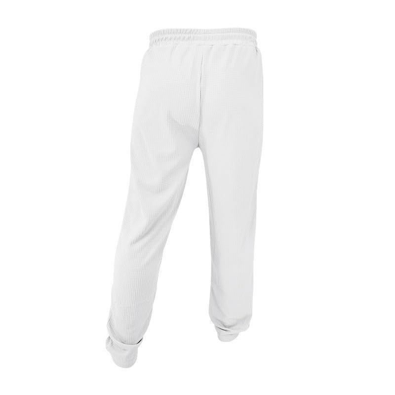 Xiaojmake Mens Casual Drawstring Pants 2025 Elastic Waist Lightweight Summer Loose Straight Waffle Work Pants with Pockets3