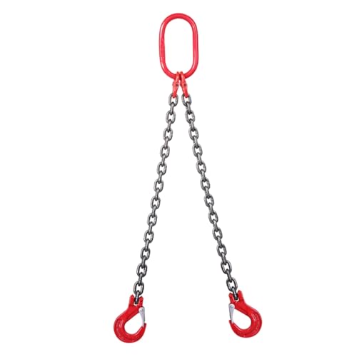Lifting Chains Rigging, Alloy Manganese Steel Chain Slings Dual Leg 1 3 5 7 8 13 Feet, Lifting Sling Chain for Cargo Security Towing and Handling(Load 3 Ton L 2.5 M (8.2 FT) 2 Hook)