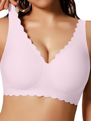 COCOMARTS Jelly Bras for Women No Underwire Scalloped Push Up Seamless Full Coverage Plunge Bralettes Wireless Tshirt Bras