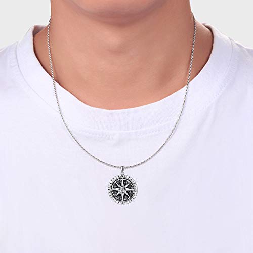 Compass Necklace for Men Sterling Silver Men's Compass Necklace4