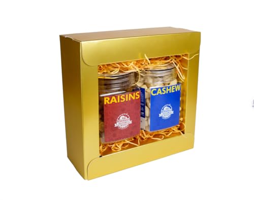 Image of Nature's Blend Essential Dry Fruits - Pack of 2 (Cashew, Raisins) (Soft Top, Medium Jar, Festive)