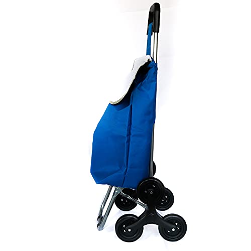dealux Leichter und faltbarer Einkaufswagen Shoppy 2.0 Tris Farbe Blau mit 6 Rollen und Rollsystem – Bild 5