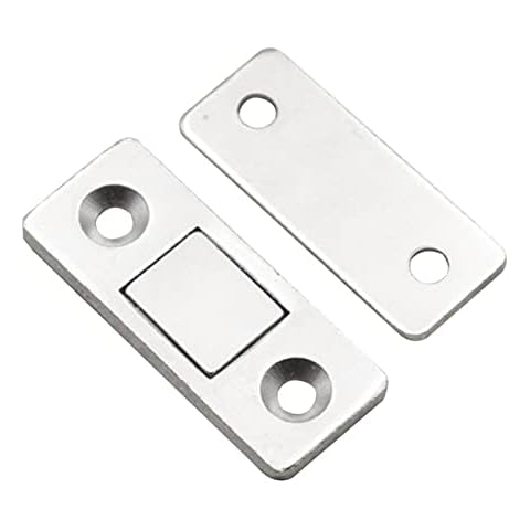 2Pack Cabinet Door Magnets, Mini Self Adhesive Magnetic Catch - Strong Door Magnets Catch with Screws for Cupboard Drawer Closet(Silver) Cover