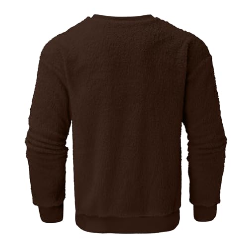 Men Loose Fit Fluffy Sweatshirt Casual Crew Neck Fuzzy Sherpa Pullovers Fall Winter Long Sleeve Plush Sweaters4