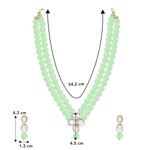 Image of Peora Crystal Faux Pearl Kundan Necklace & Jewelry Set Gift for Women