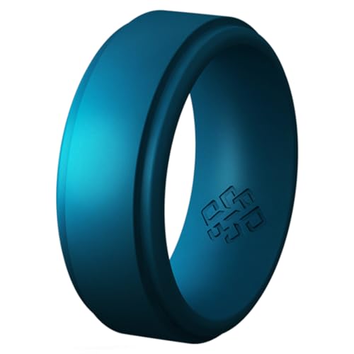 Bague en silicone Knot Theory bleu sarcelle foncé anneau pour homme 8 mm taille 8