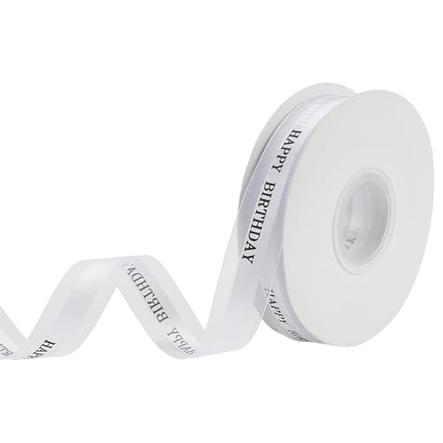 WADORN Ruban en Mousseline de Soie de Joyeux Anniversaire, 41.15m 23mm Ruban de Satin en Mousseline de Soie Décoration D'Anniversaire pour Nœud Boîte à...