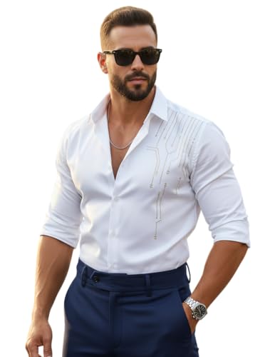 Image of IndoPrimo Men's Stylish Satin Shirt for Party, Formal, Daily and Casual Wear Full Sleeve Shirt for Men