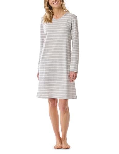 Schiesser Damen Langarm Weiche Baumwolle Bigshirt Mit Taschen - Nightwear Nachthemd, Silbergrau-Mel._181745, 42 EU