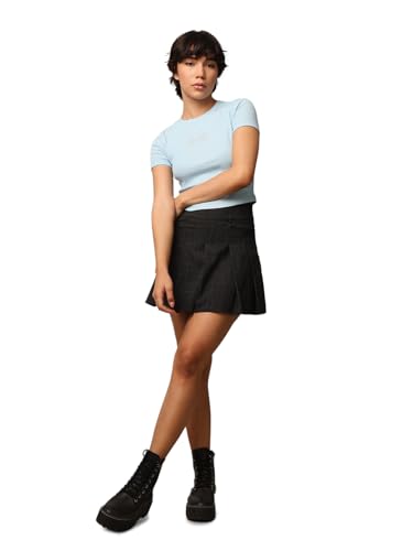 Image of ONLY Women's Cotton Solid Regular Fit T-Shirt