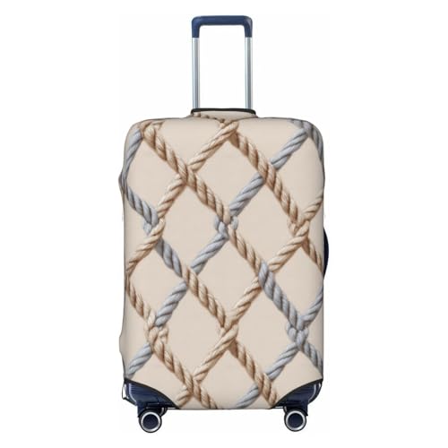Nautical Ropes Nets On Beige Boho Elastic Travel Luggage Covers Dustproof Scratch-Resistant Suitcase Protector Fit 22-24 Inch