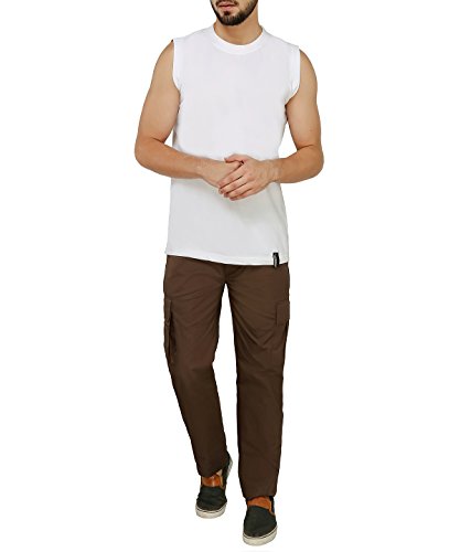 Image of ASHDAN Outdoor Solid Cargos. Regular Fit. Multi-Utility Pockets. Sturdy Polyester-Cotton Blended Cargo Trousers