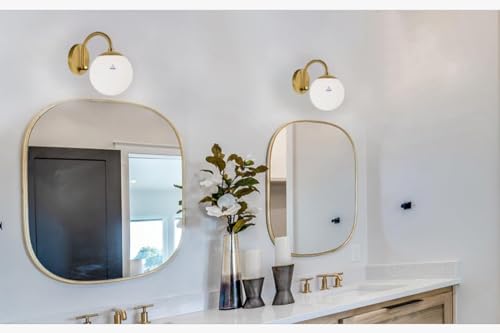 Image of WOKE U Shape Wall Lights for Living Room Modern Brass Antique Finished Frosted White Glass Modern Round Globe Shape Sconces E27 Holder LED Decorative Wall Lamp (Bulb not Included) 78953