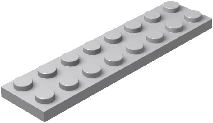 Plwooyur Placas grises clásicas a granel, placa gris claro 2x8, placas de construcción planas 100 piezas, compatibles con piezas y piezas de Lego