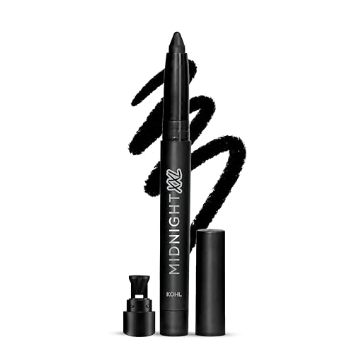 Image of RENEE Midnight XXL Kajal | Black Kohl Pencil with Built-in Sharpener | Waterproof, Smudge-proof, 24Hr Long-Lasting | Ultra-Rich Pigment, Smooth Glide | 1.5g