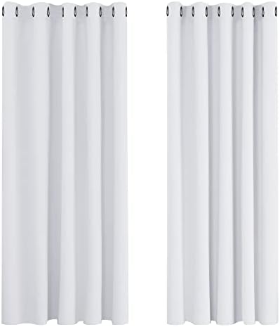 Deconovo Grey Blackout Curtains 46 x 54 Inch Eyelet Super Soft Thermal Insulated Bedroom Curtains Blackout Eyelet Curtains for Living Room Light Grey 2 Panels