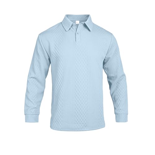 Generisch Camisa de manga larga para hombre, transpirable, suave, informal, para el día a día, deporte, al aire libre, ocio, cómoda, duradera,, azul, L