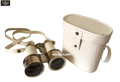 Binocular Náutico Cromado con Funda de Cuero Blanco 6" miniatura 4